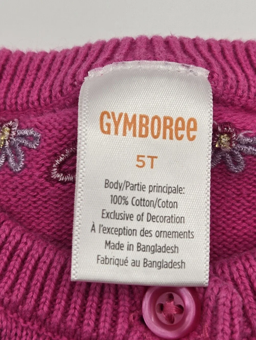 Gymboree Pink Floral Embroidered Cotton Cardigan Sweater Toddler Girl Size 5T